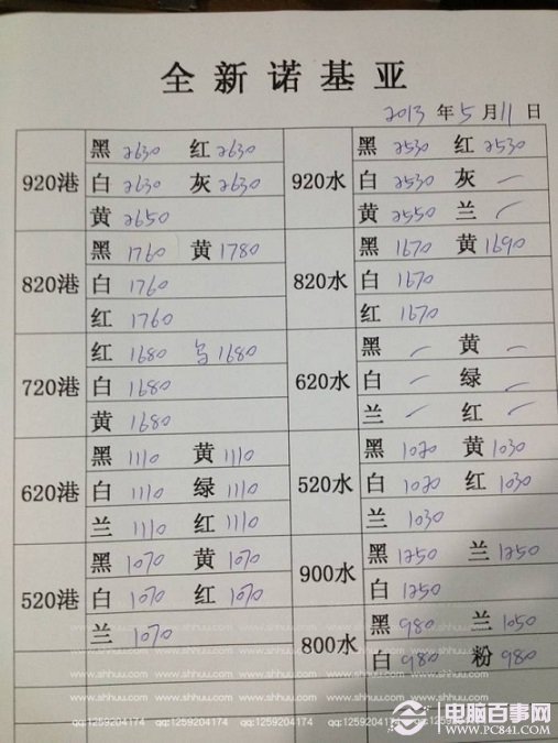 诺基亚水货手机报价大全