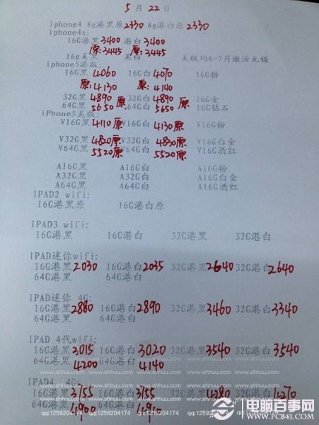 iPhone水货手机报价大全
